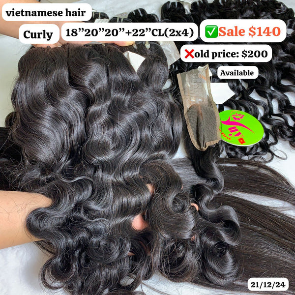 18"20"20" and 22" 2x4 closure Curly Vietnamese hair