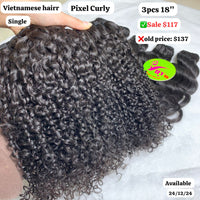 3pcs 18" Pixel curly single drawn Vietnamese hair