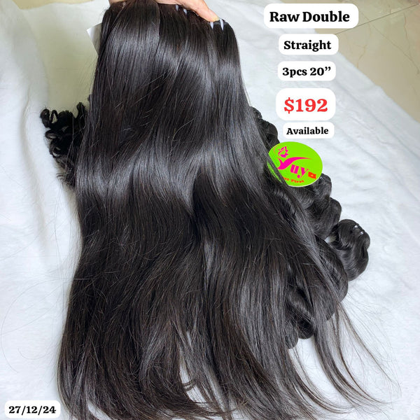 3pcs 20" Straight double drawn raw hair