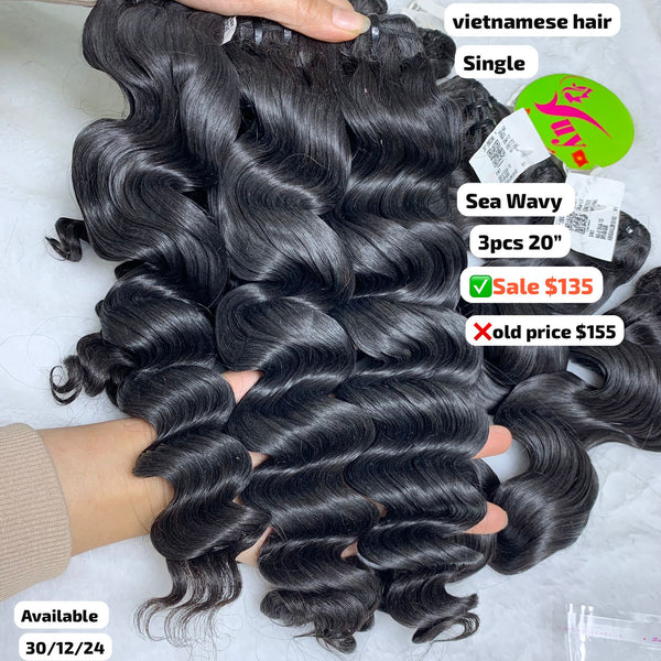 3pcs 20" Sea wave single drawn Vietnamese hair