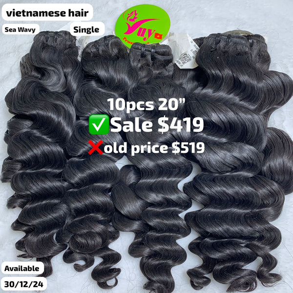 10pcs 20" Sea wave single drawn Vietnamese hair