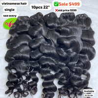 10pcs 22" Sea wave single drawn Vietnamese hair