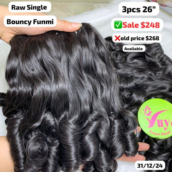 3pcs 26" Bouncy funmi single drawn raw hair