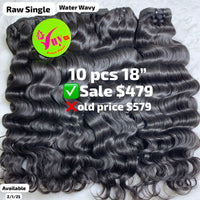 10pcs 18" Water wave single drawn raw hair