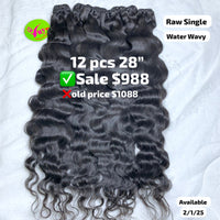 12pcs 28" Water wave single drawn raw hair