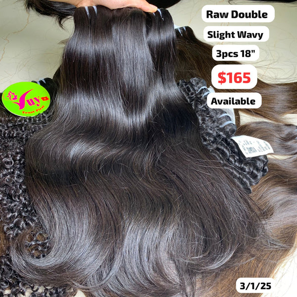 3pcs 18" Slight wave double drawn raw hair