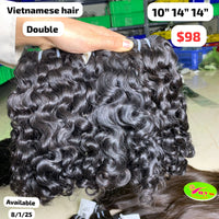 10"14"14" Burmese curly double drawn Vietnamese hair