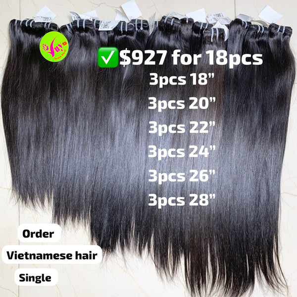 Deal 18 bundles Straight Vietnamese single drawn hair from 18" to 28"