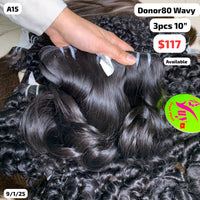 3pcs 10" natural wave single donor hair (A15)