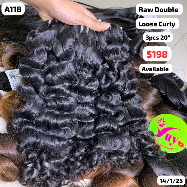 3pcs 20" Loose curly double drawn raw hair (A118)