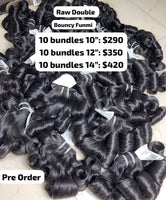 Deal 10 bundles bouncy funmi double drawn raw hair (10"12"14")