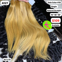 14"16"18" Natural straight single drawn #10 color raw hair (A127)