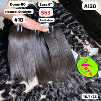 3pcs 6" Natural straight single donor hair (A130)