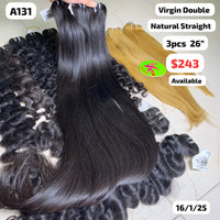 3pcs 26" Natural straight double drawn virgin hair (A131)