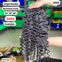 26"28"28" Burmese curly double drawn virgin hair (A133)