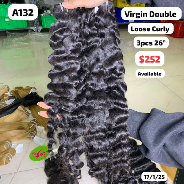 3pcs 26" Loose curly double drawn virgin hair (A132)