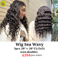 20" 5x5 closure wig Sea wavy