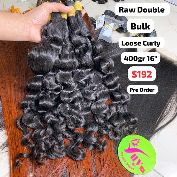 400g 16" Loose curly double drawn bulk raw hair [PRE-ORDER]