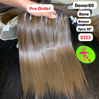 [PRE-ORDER] 3pcs 10" Bone straight single donor brown hair