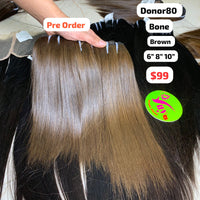 [PRE-ORDER] 6"8"10" Bone straight single donor brown hair