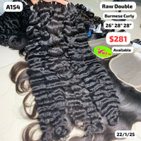 26"28"28" Burmese curly double drawn raw hair (A154)