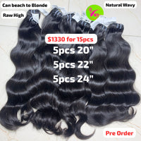 [PRE-ORDER] 5pcs 20" and 5pcs 22" and 5pcs 24" Natural wavy double drawn raw hair high quality