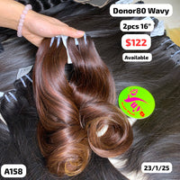 2pcs 16" Natural wavy single donor brown hair (A158)