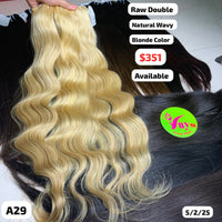 3pcs 24" Natural wave double drawn blonde color raw hair (A29)