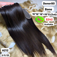 16"16"18" and 16" 2x6 closure bone straight single donor hair (A212)