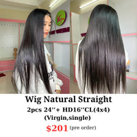 [PRE-ORDER] 24" 4x4 HD closure wig straight hair (from 2pcs 24" and 16" 4x4 HD closure single drawn virgin hair)