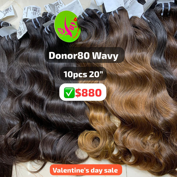 10pcs 20" Wavy single donor hair for sale