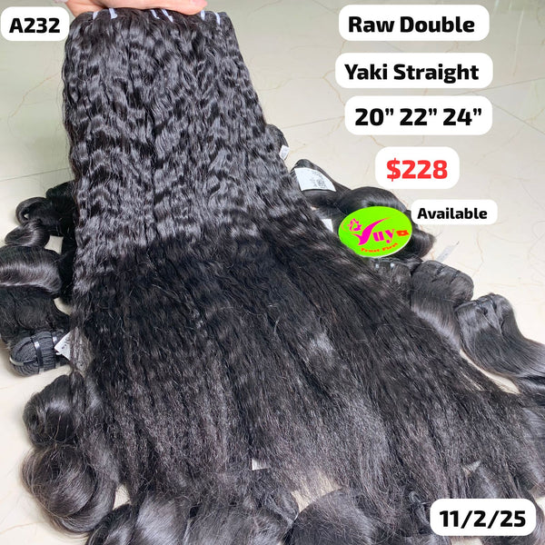 20"22"24" Yaki straight double drawn raw hair (A232)