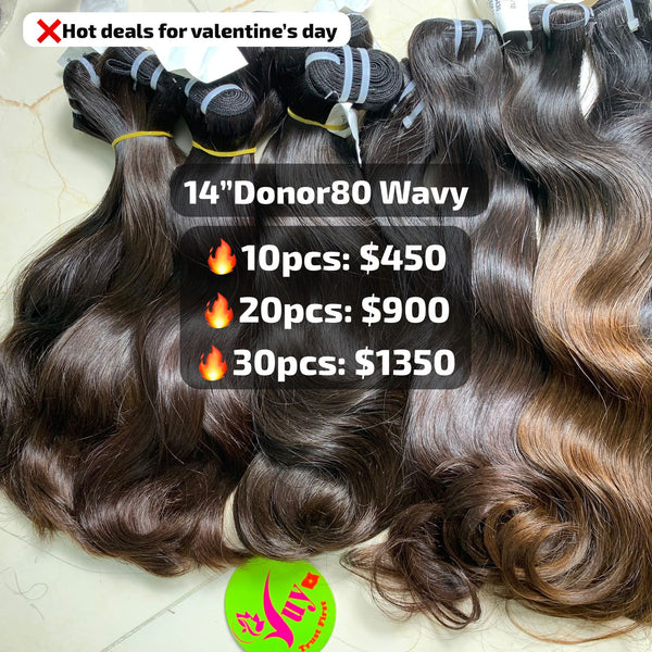 14" donor wavy hair for Valentine's day sale