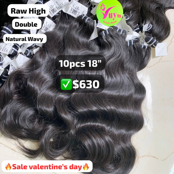 10pcs 18" Wavy raw hair high quality hair for sale