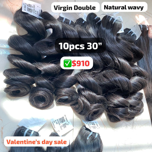 Deal 10pcs 30" natural wave double drawn virgin hair (Valentine's day sale)