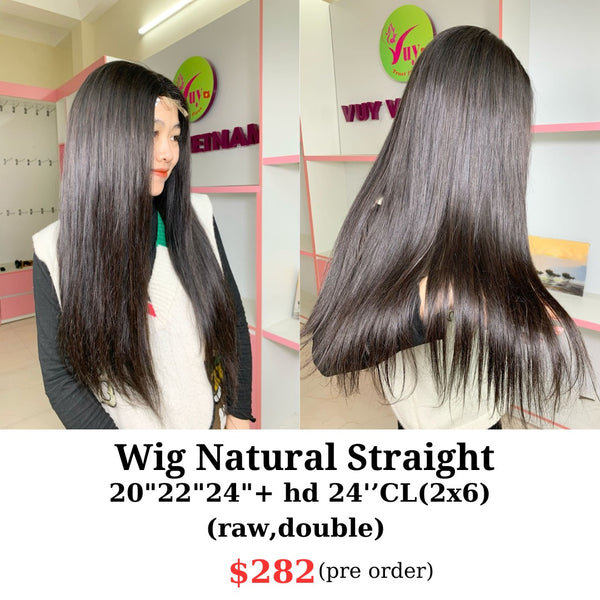 24" 2x6 HD closure wig straight raw hair (from 20"22"24" and 24" 2x6 HD closure)