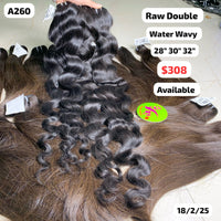 28"30"32" Water wavy double drawn raw hair (A260)