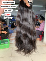 [PRE-ORDER] 3pcs 18" Cambodian wavy double drawn raw hair