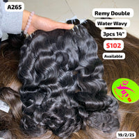 3pcs 14" Water wavy double drawn remy hair (A265)