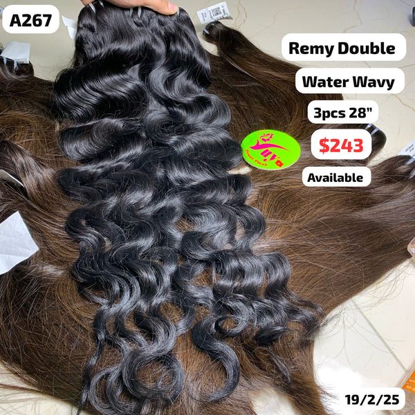 3pcs 28" Water wavy double drawn remy hair (A267)