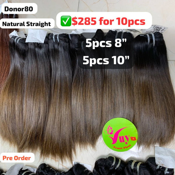 [PRE-ORDER] DEAL 10pcs Natural straight single donor hair (5pcs 8" and 5pcs 10")