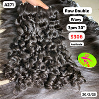 3pcs 30" Wavy double drawn raw hair (A271)