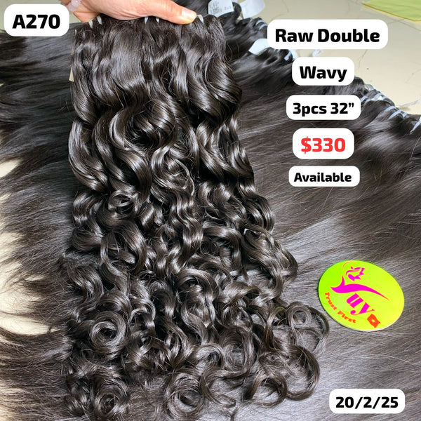 3pcs 32" Wavy double drawn raw hair (A270)