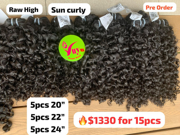 [PRE-ORDER] DEAL 15bundles Sun curly double drawn raw hair high quality 20" to 24" (5 bundles each length)