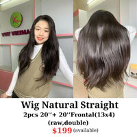 Wig from 2pcs 20" and 20" 13x4 frontal Straight double drawn raw hair