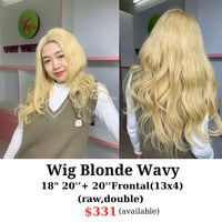 20" 13x4 frontal wig wavy blonde color (from 18"20" and 10" 13x4 frontal)