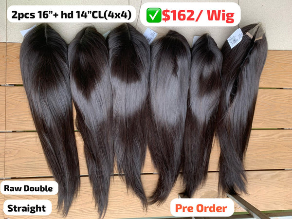 [PRE-ORDER] 16" 4x4 HD closure wig straight (from 2pcs 16" and 14" 4x4 HD closure)