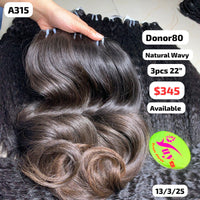 3pcs 22" Natural wavy single donor hair (A315)