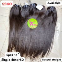 14" 5pcs Single Donor Natural Straight