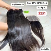 3pcs 16" + 14" Closure Straight